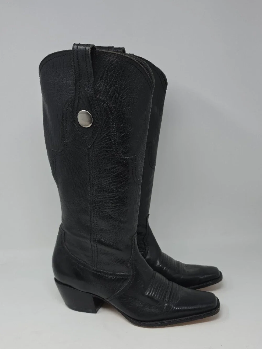Charlie Horse Sleek Black Western Leather Boots Women's Size 7.5.